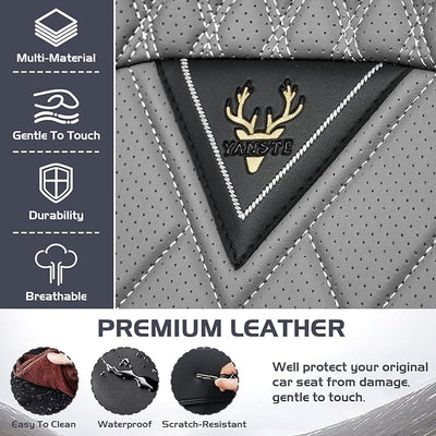 Truck Seat Covers for Chevy Silverado 3500 2007-2026, Waterproof Premium Leather Full Coverage Car Seat Cover, Muscle Sport Style Auto Interior Seat Cover Sets (Front Set/Black Gray)