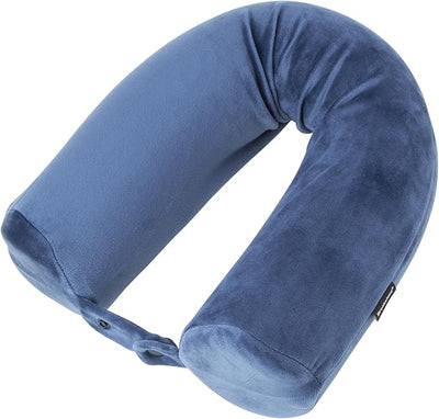 Brookstone Free Form Travel Pillow - Lightweight Flexible Memory Foam Travel Neck Pillow for Sleeping, Car, Airplane & Travel Support, Blue