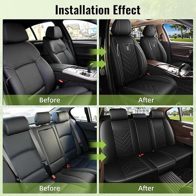 AOMSAZTO Car Seat Covers Full Set Fit for Nissan Rogue Sport 2017-2022 Waterproof Faux Leather Car Seat Cushions Automotive 5 Seat Covers Set（Black）