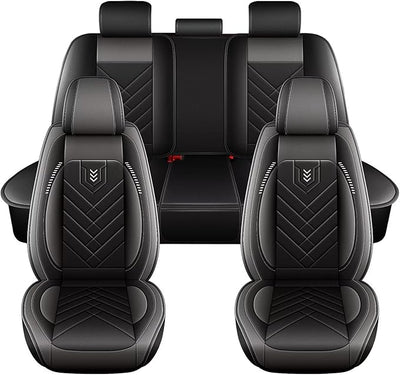 AOMSAZTO Full Set Seat Covers Fit for VW/Volkswagen Passat 1999-2022: 2 Row 5 Seats Faux Leather Waterproof Seat Covers Automotive Seat Cushion Protector(Black&Grey)