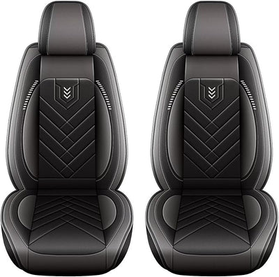 AOMSAZTO Car Seat Covers Front Set Fit for Ford Edge 2007-2026 Faux Leather Waterproof Seat Covers Automotive Seat Cushion Protector(2 Seats, Black&Grey)