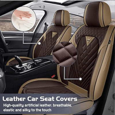 Truck Seat Covers for GMC Sierra 3500 2007-2026, Waterproof Premium Leather Full Coverage Car Seat Cover, Muscle Sport Style Auto Interior Seat Cover Sets (Full Set/Brown Coffee)