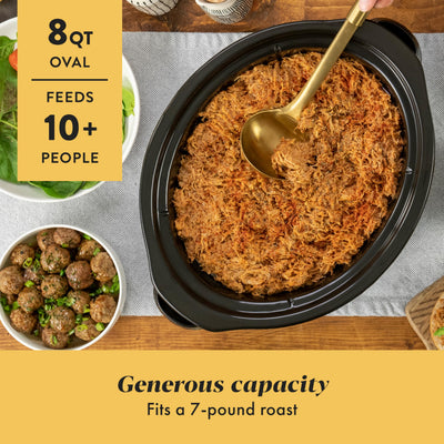 Crock-Pot Large 8-Quart Programmable Slow Cooker with Auto Warm Setting Black Stainless Steel