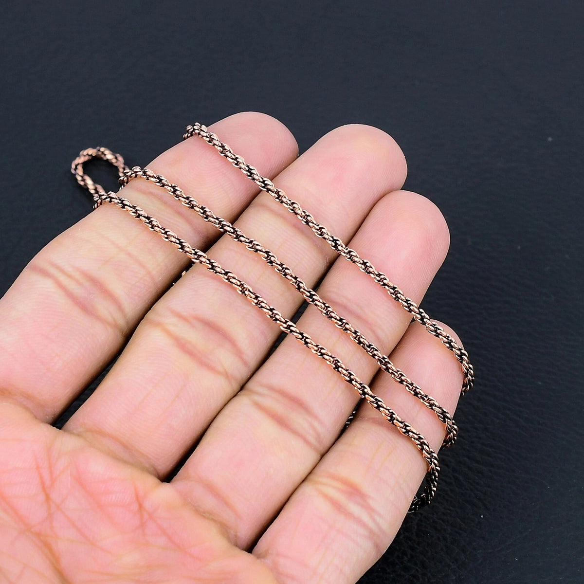 Handmade Oxidized Pure Copper Rope Chain