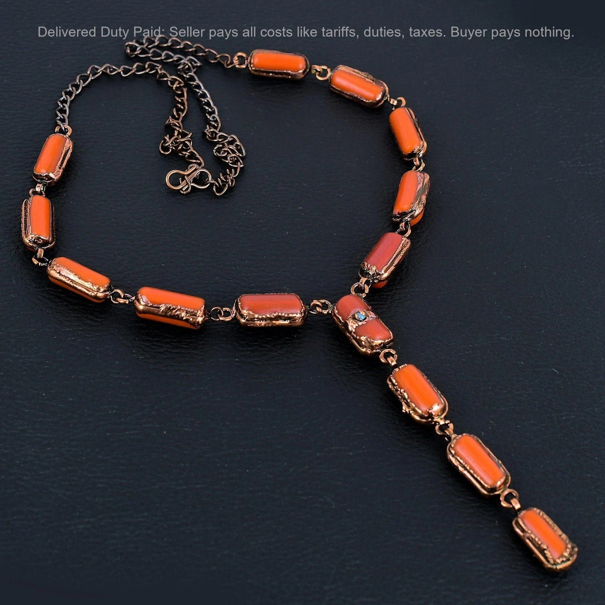 Copper Red Coral Turquoise Necklace
