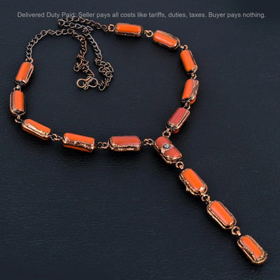 Copper Red Coral Turquoise Necklace