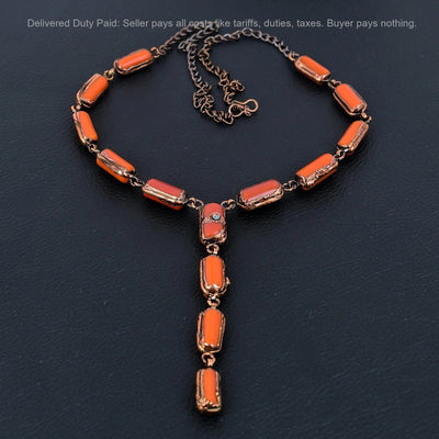 Copper Red Coral Turquoise Necklace