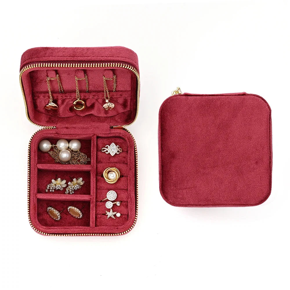 Vintage Velvet Travel Jewelry Box