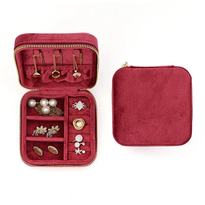 Vintage Velvet Travel Jewelry Box