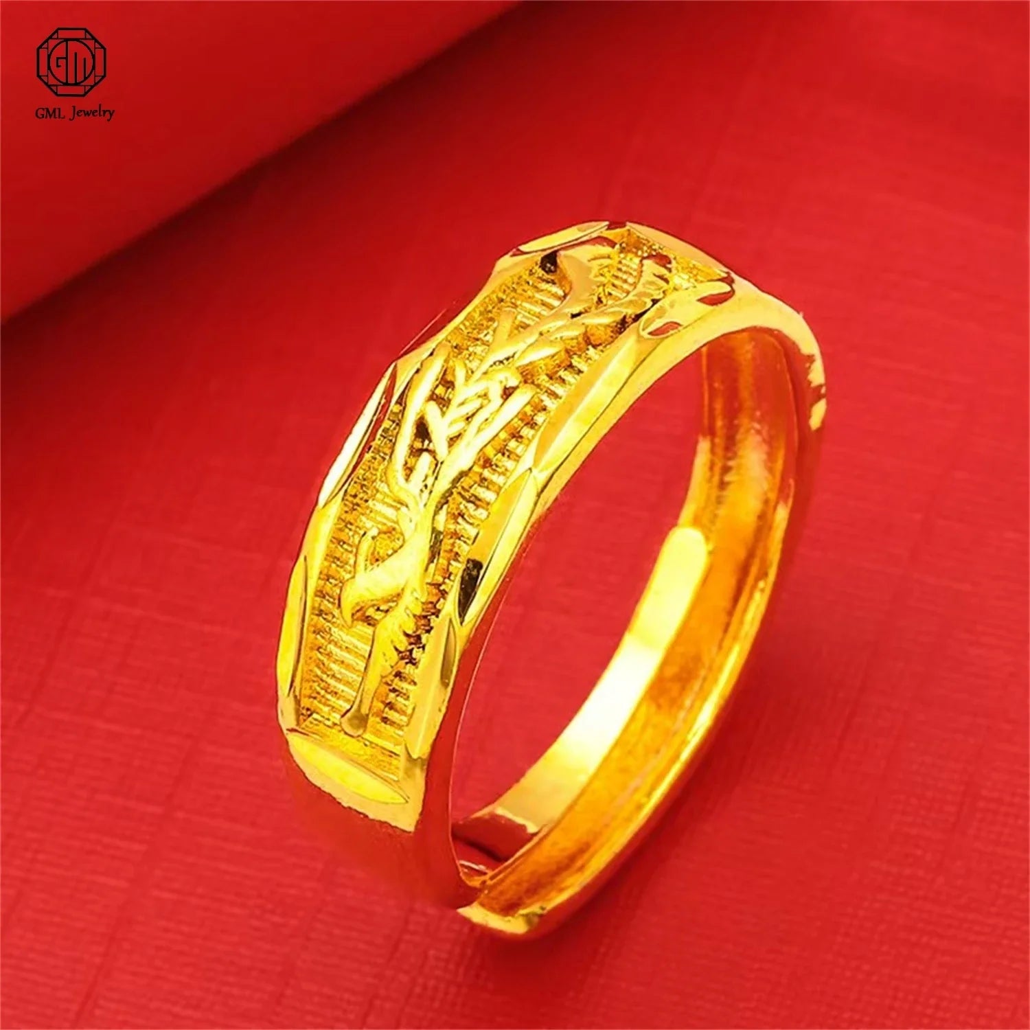 Sand Gold Adjustable Wide Band Ring