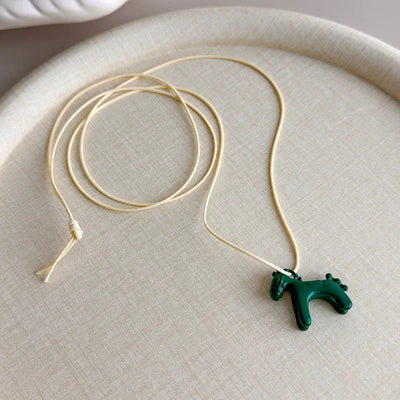 Colorful Horse Pendant Long Necklace