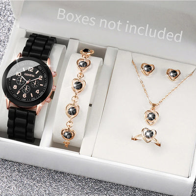 Women Fashion Silicone Watch Set