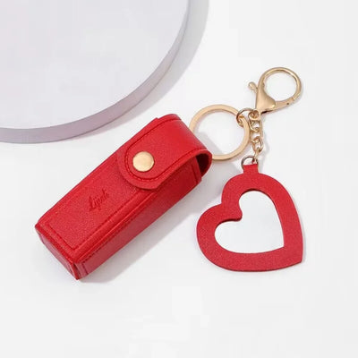 Portable Leather Lipstick Holder Keychain