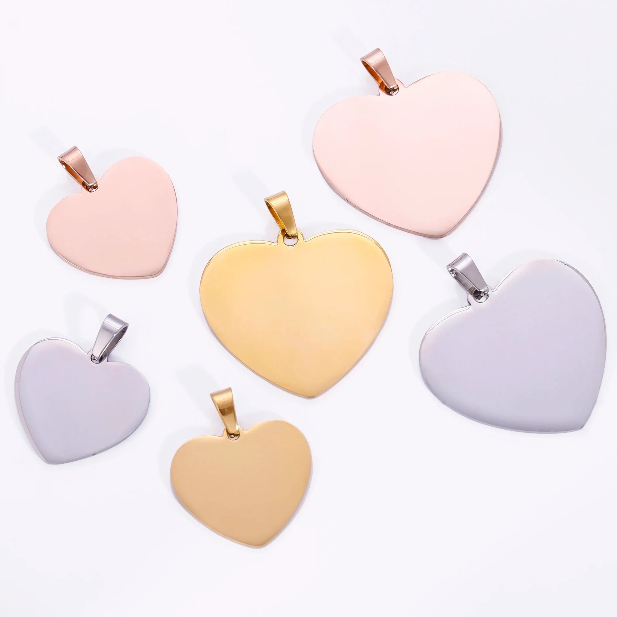 Stainless Steel Heart Tag Charms