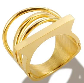 Crystal Zircon Stainless Steel Beaded Ring