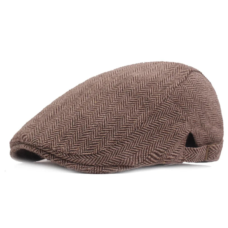 Men Retro Herringbone Newsboy Cap