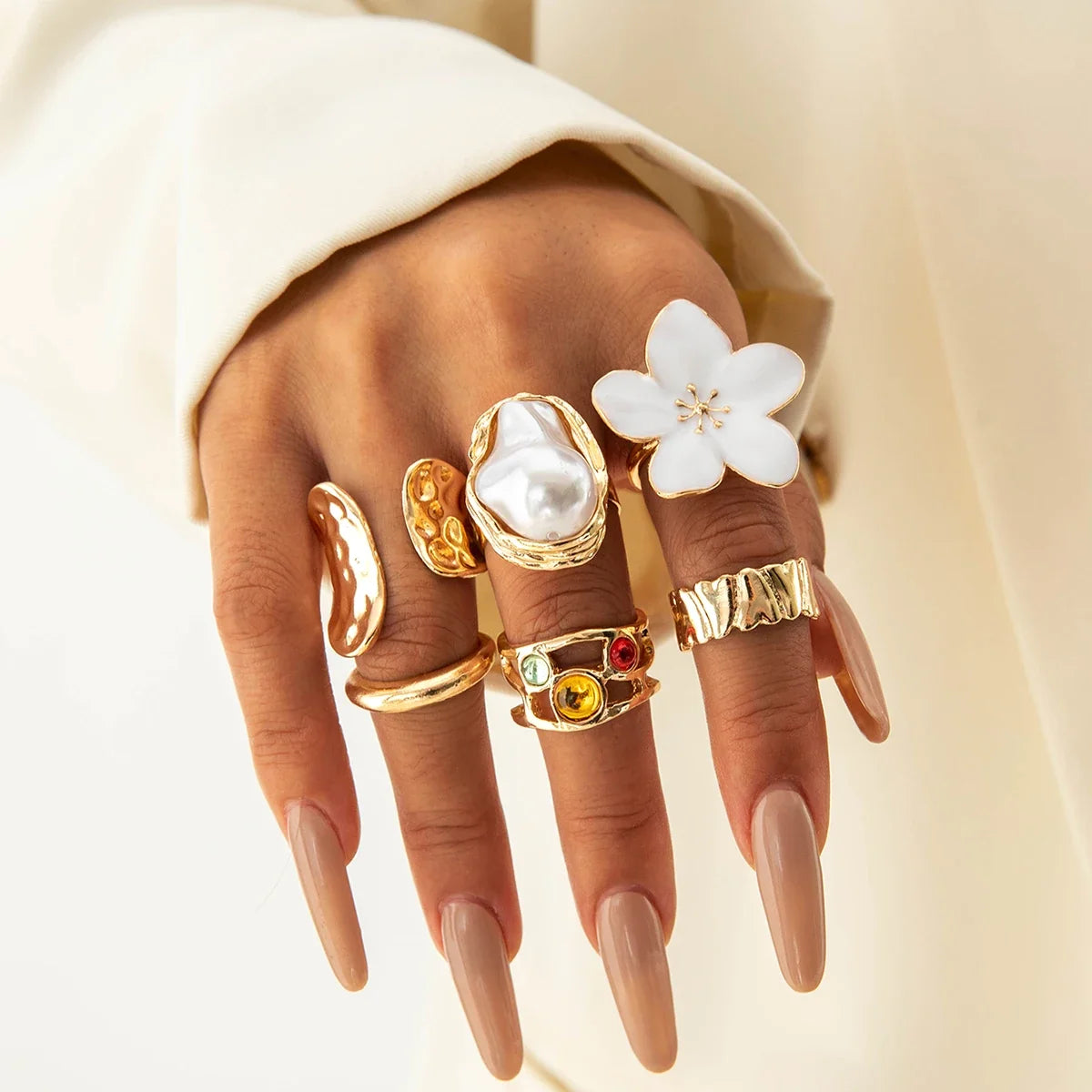 Tocona Luxury Imitation Pearl Rings