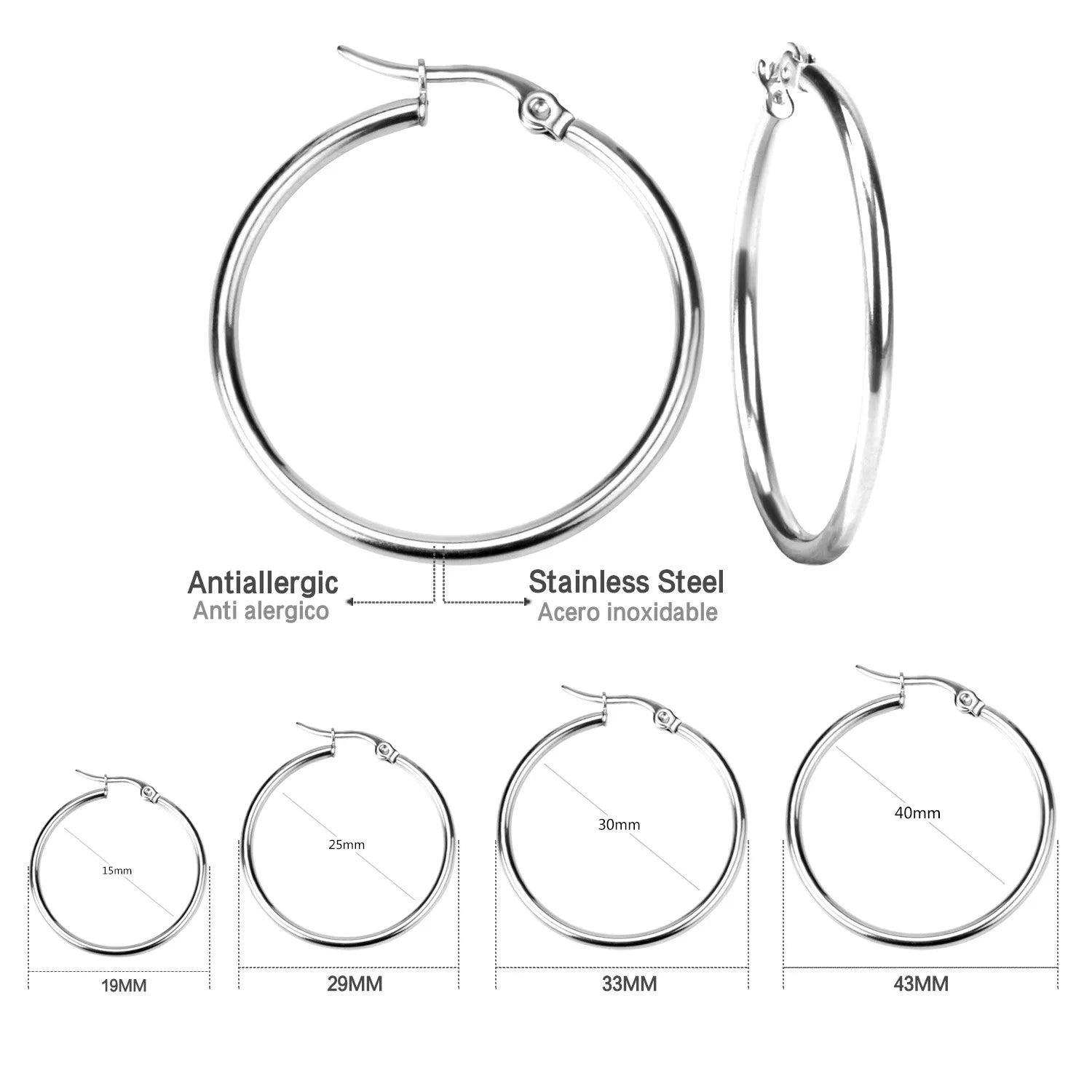 Gold Stainless Steel Hoop Earrings