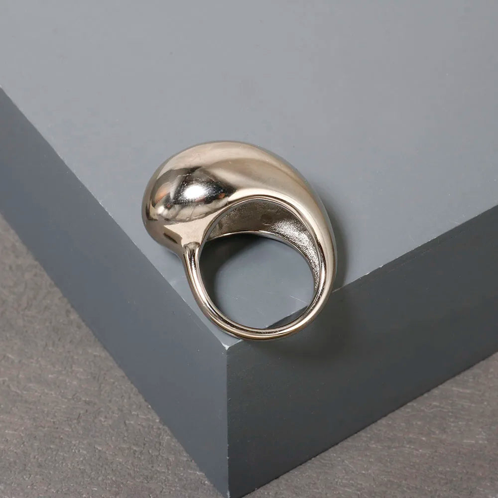 Crystal Zircon Stainless Steel Beaded Ring