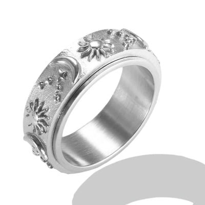 Crystal Zircon Stainless Steel Beaded Ring
