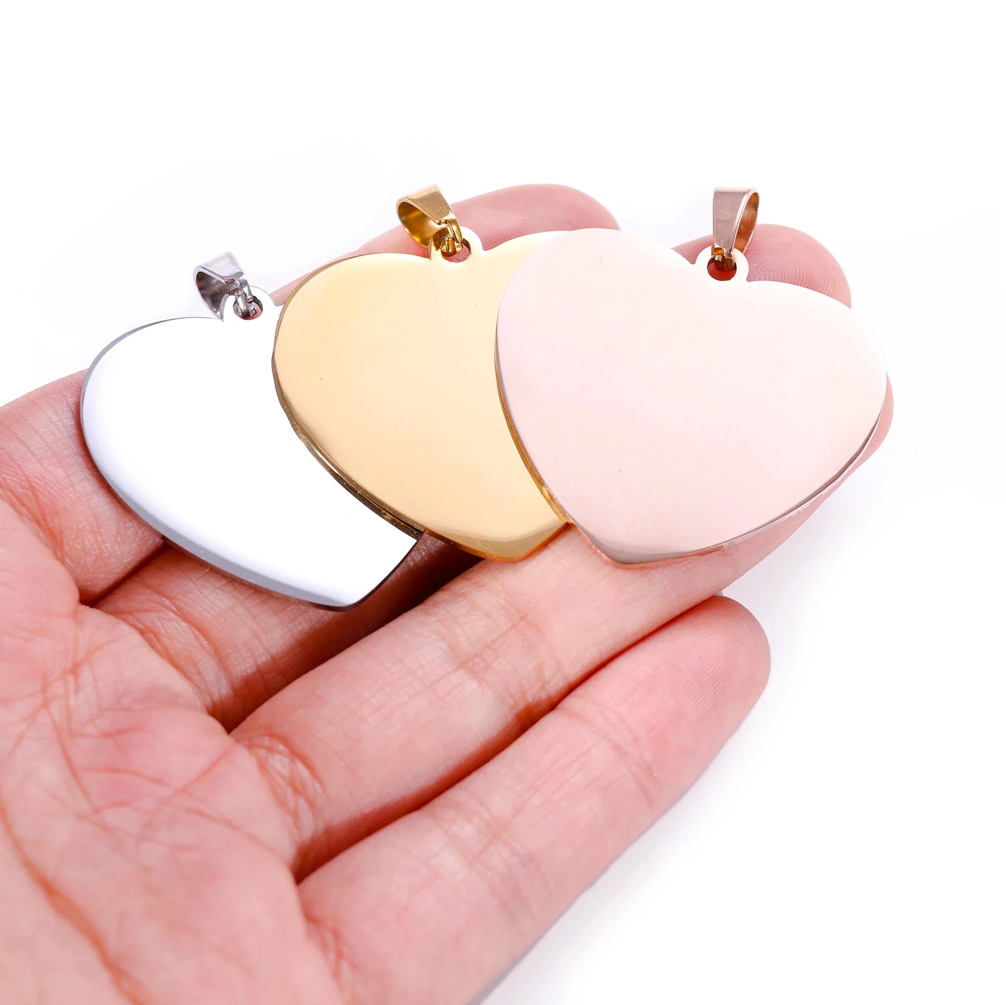 Stainless Steel Heart Tag Charms