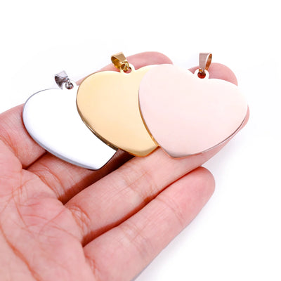 Stainless Steel Heart Tag Charms