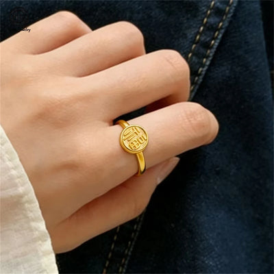 Sand Gold Adjustable Wide Band Ring