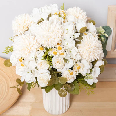 Silk Dandelion Daisy Rose Bouquet