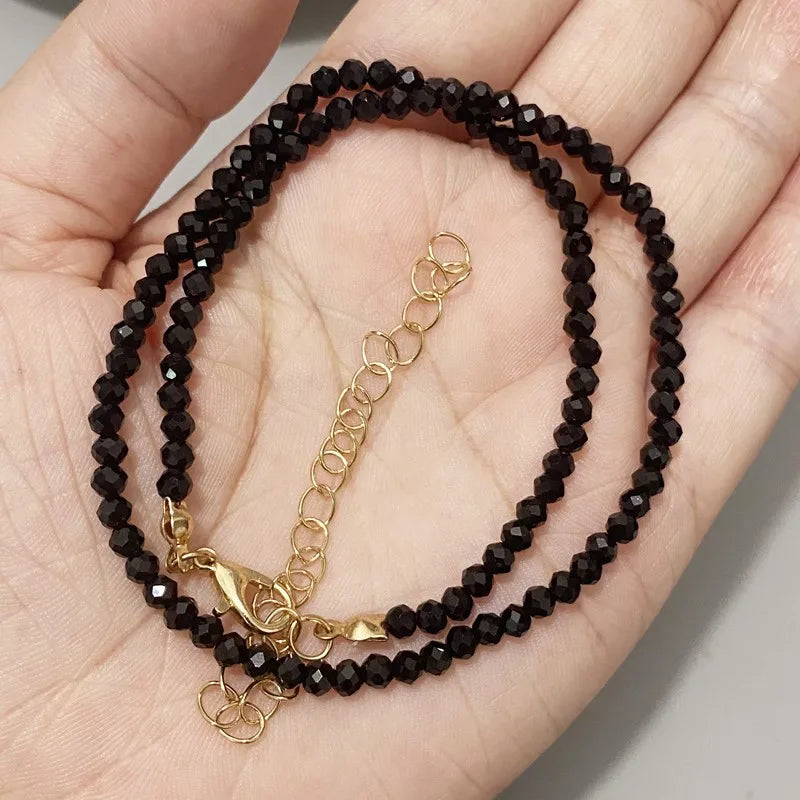 Black Clear Beaded Choker Necklace