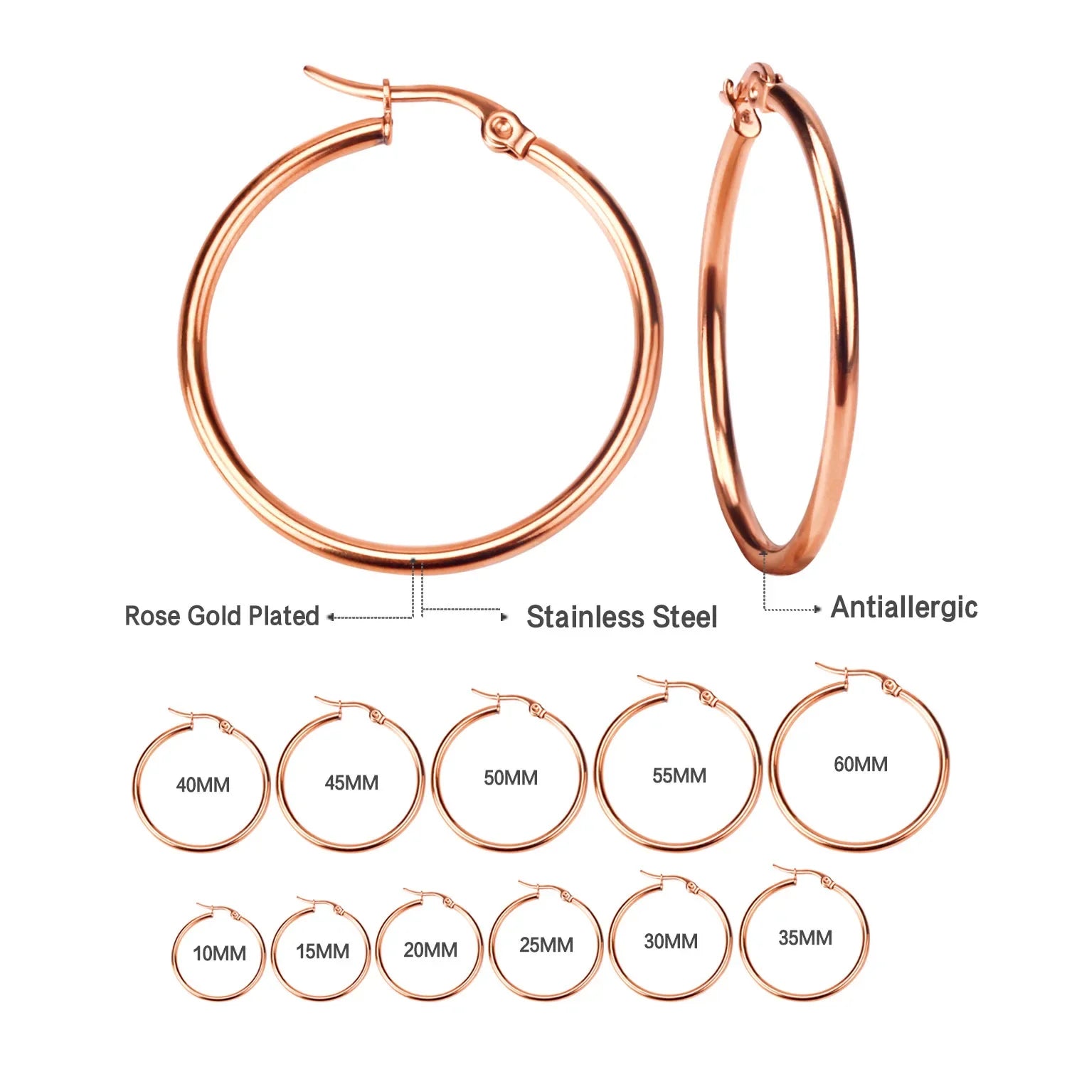 Gold Stainless Steel Hoop Earrings