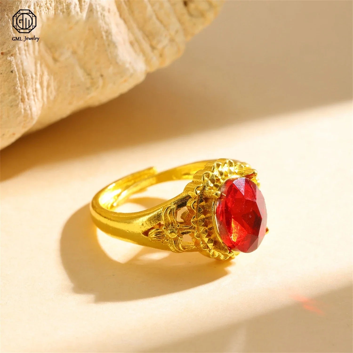 Sand Gold Adjustable Wide Band Ring