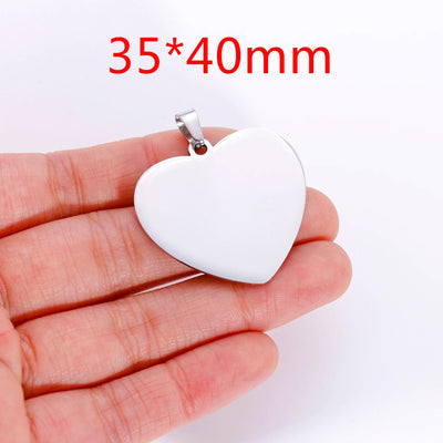 Stainless Steel Heart Tag Charms