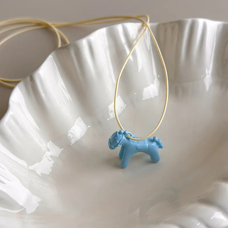 Colorful Horse Pendant Long Necklace