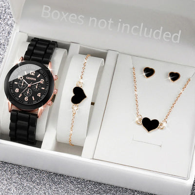 Women Fashion Silicone Watch Set