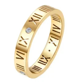 Crystal Zircon Stainless Steel Beaded Ring