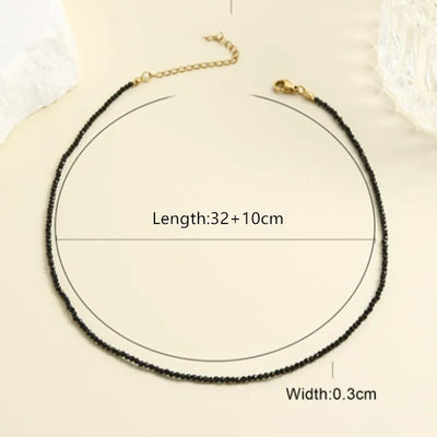 Black Clear Beaded Choker Necklace