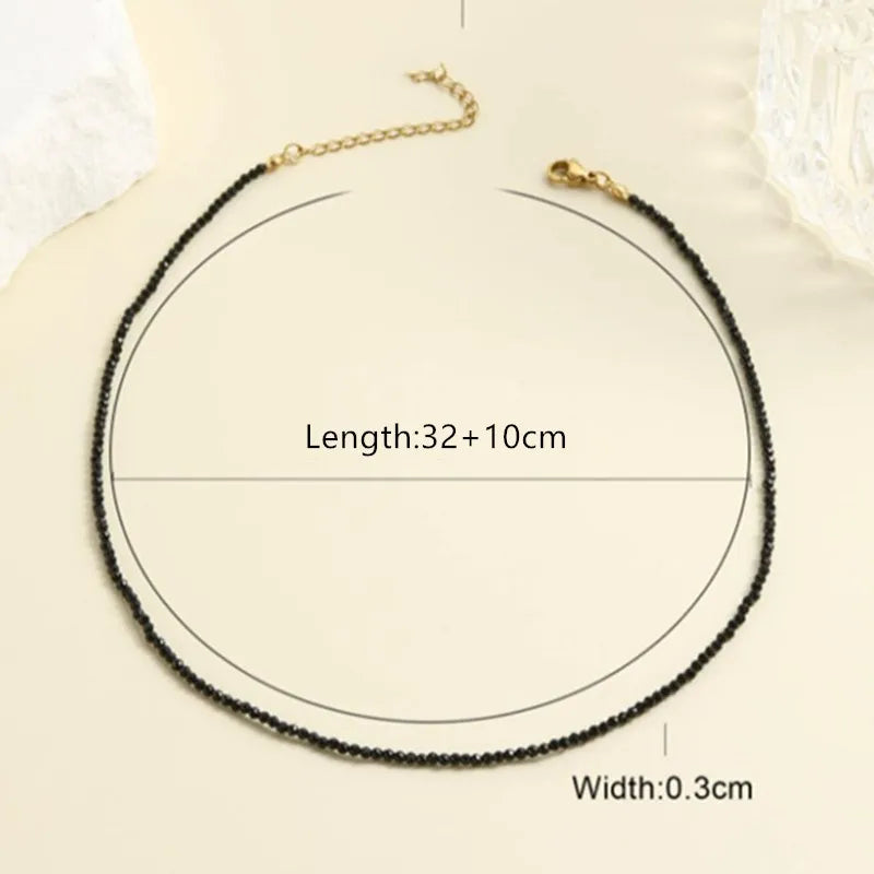 Black Clear Beaded Choker Necklace