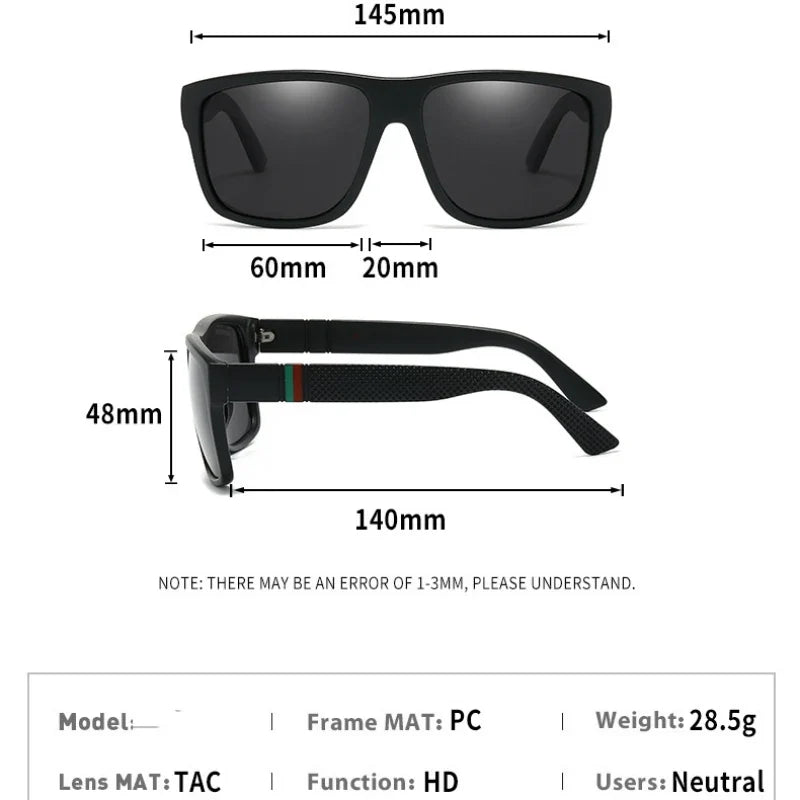 Fashion Oversized Polarized Sunglasses Men Women Luxury Driving Fishing Travel Vintage Square Sun Glasses For Man UV400 Eyewear