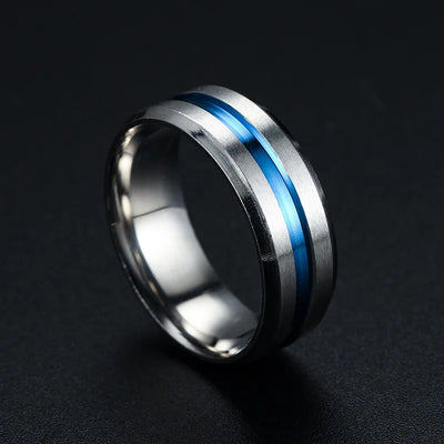 8MM Black Titanium Ring Men