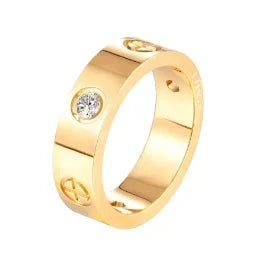 Crystal Zircon Stainless Steel Beaded Ring