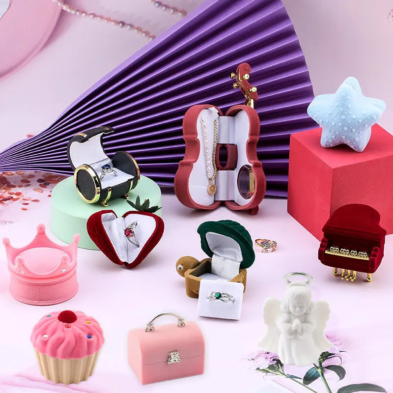 Velvet Jewelry Gift Box Holder