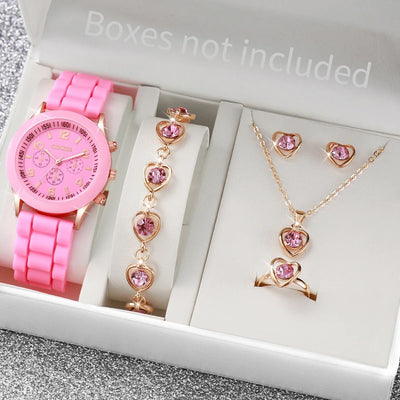 Women Fashion Silicone Watch Set