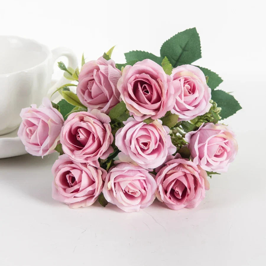 Silk White Rose Flower Bundle