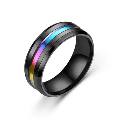 8MM Black Titanium Ring Men
