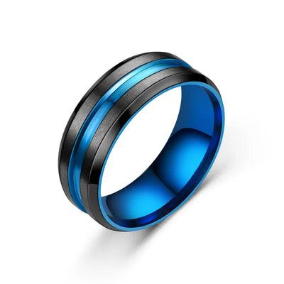 8MM Black Titanium Ring Men