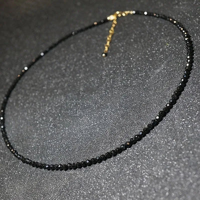 Black Clear Beaded Choker Necklace