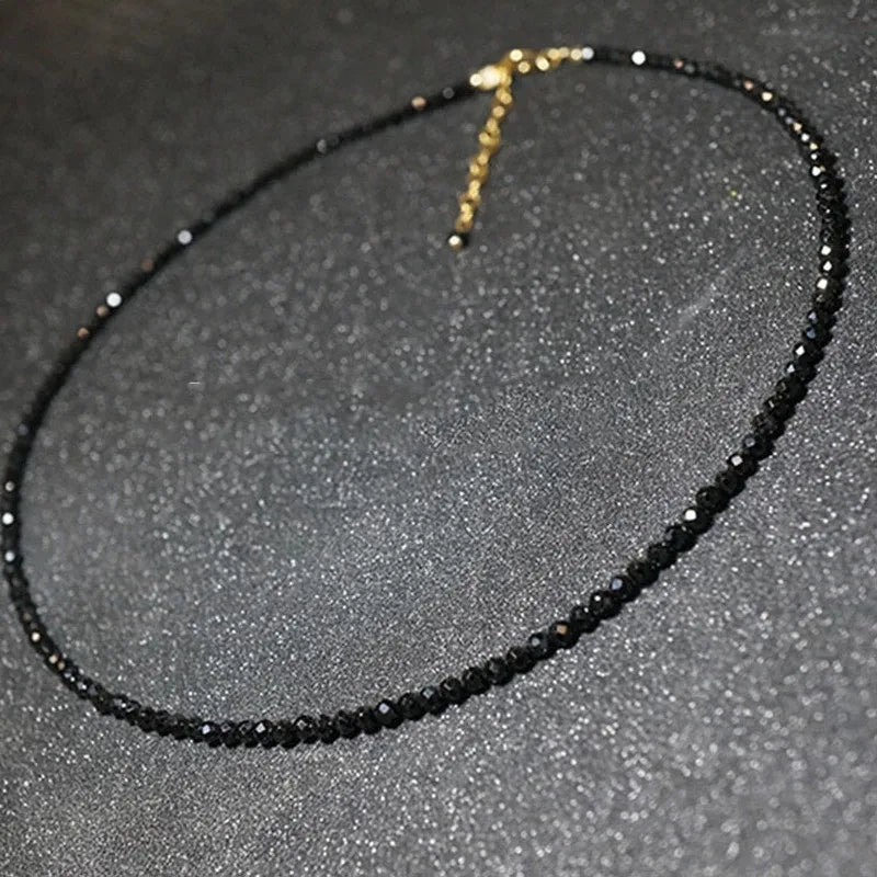 Black Clear Beaded Choker Necklace