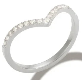 Crystal Zircon Stainless Steel Beaded Ring