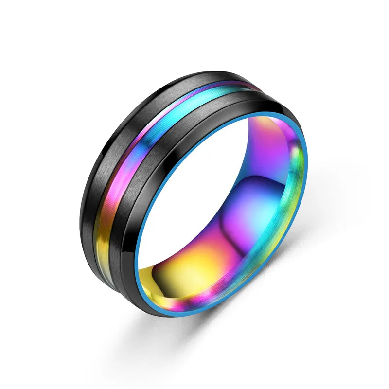 8MM Black Titanium Ring Men