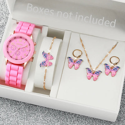 Women Fashion Silicone Watch Set